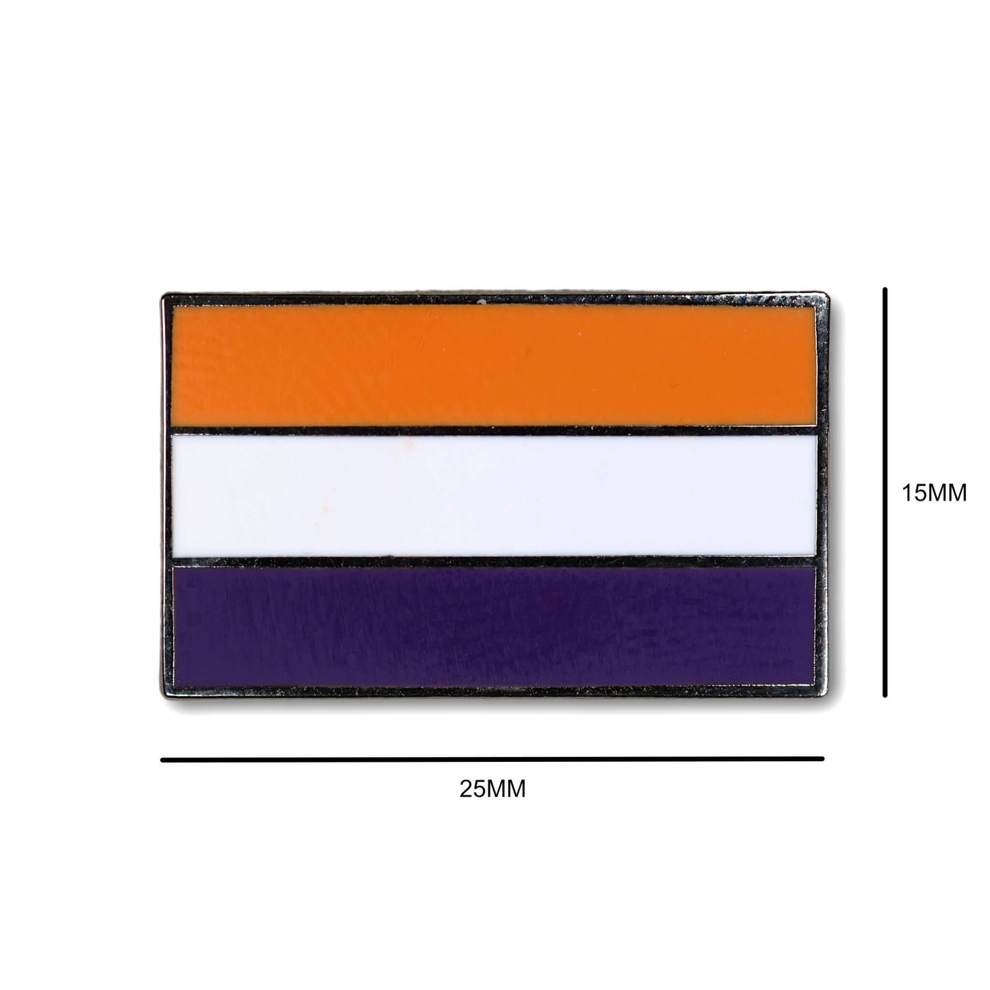 Three-color rectangular patch with dimensions on a white background