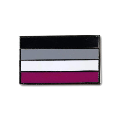 Four-color flag with black, gray, white, and purple on a white background