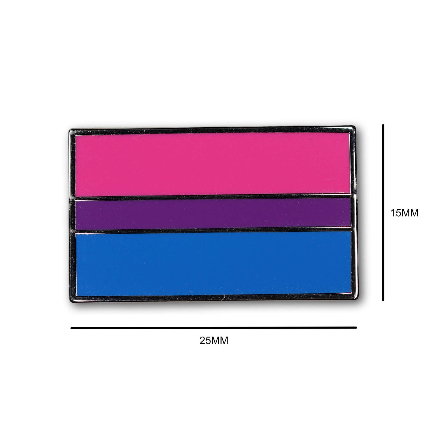 Bisexual pride flag with dimensions on a white background