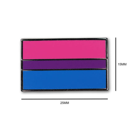Bisexual pride flag with dimensions on a white background