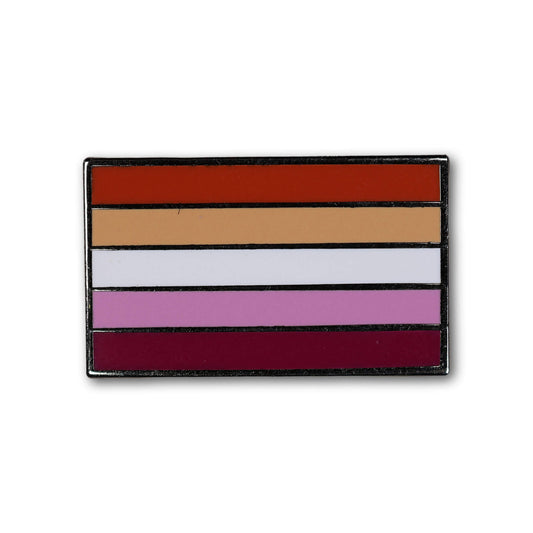 Rectangular patch with horizontal stripes in red, orange, beige, white, pink, and purple on a white background