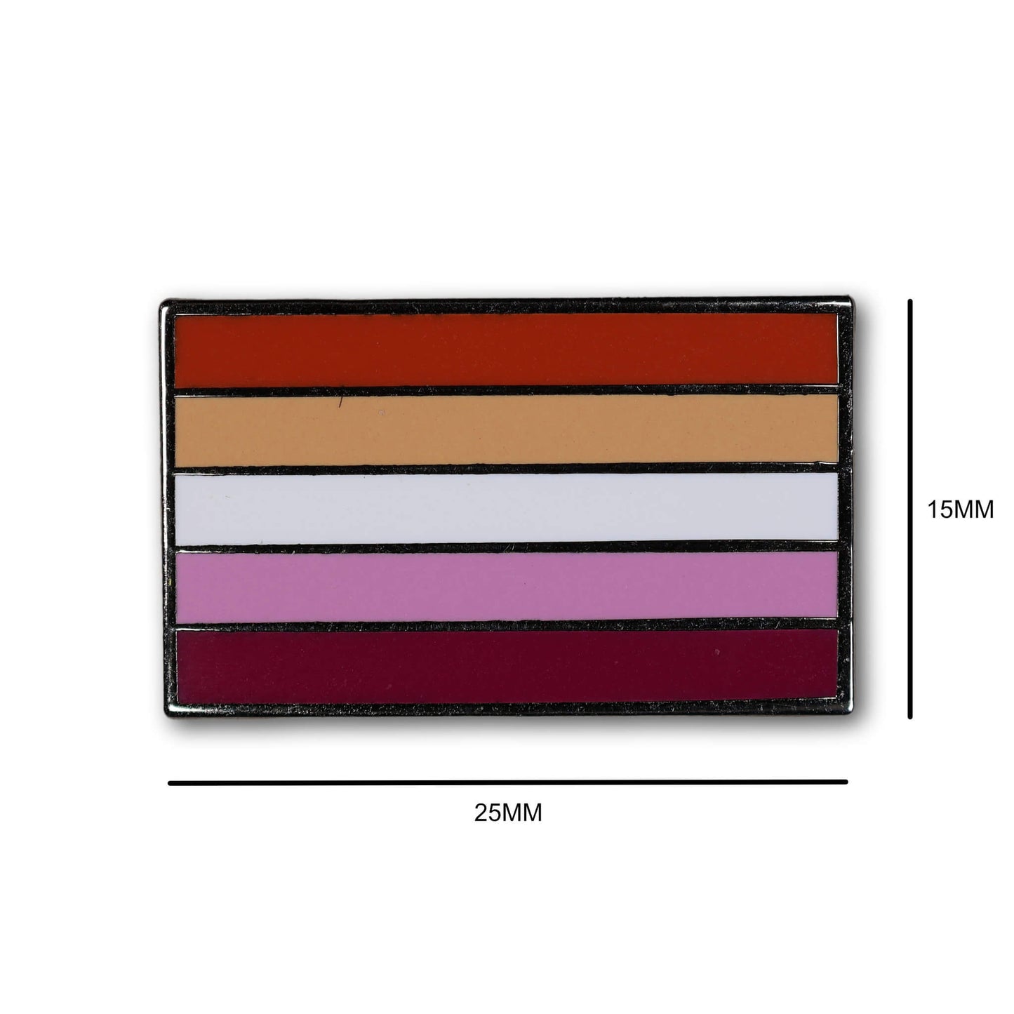 Colorful striped patch with dimensions on a white background