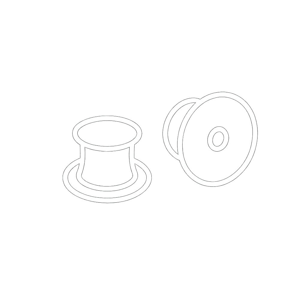 White line drawing of a pin clutches on a black background