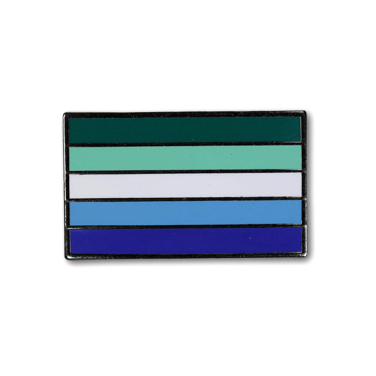 Colorful striped pin with horizontal bars on a white background