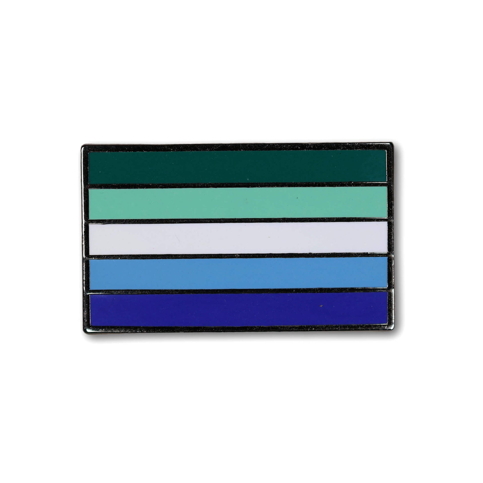 Colorful striped pin with horizontal bars on a white background