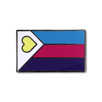 Colorful flag with a heart symbol on a white background