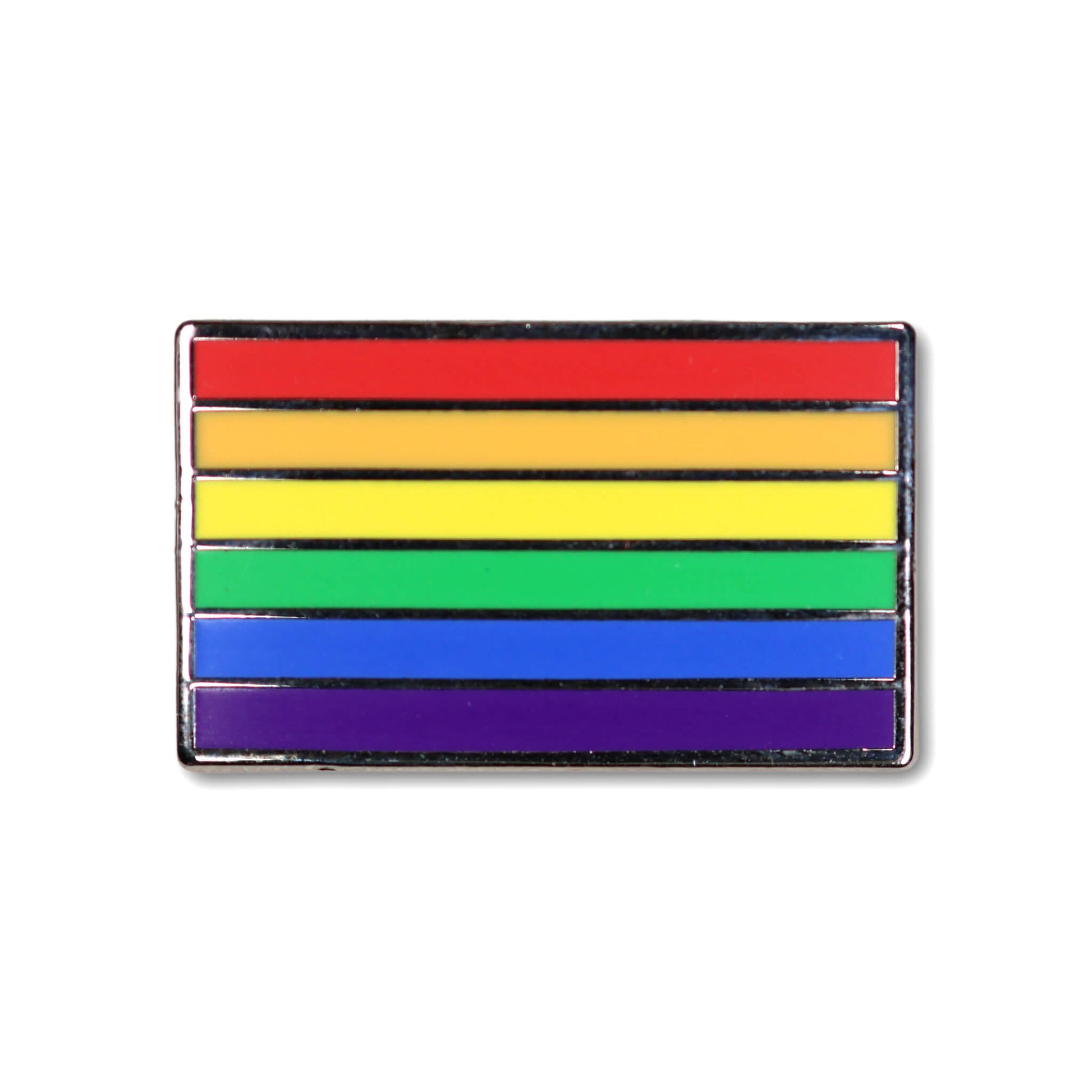 Pins with rainbow flag design on a white background