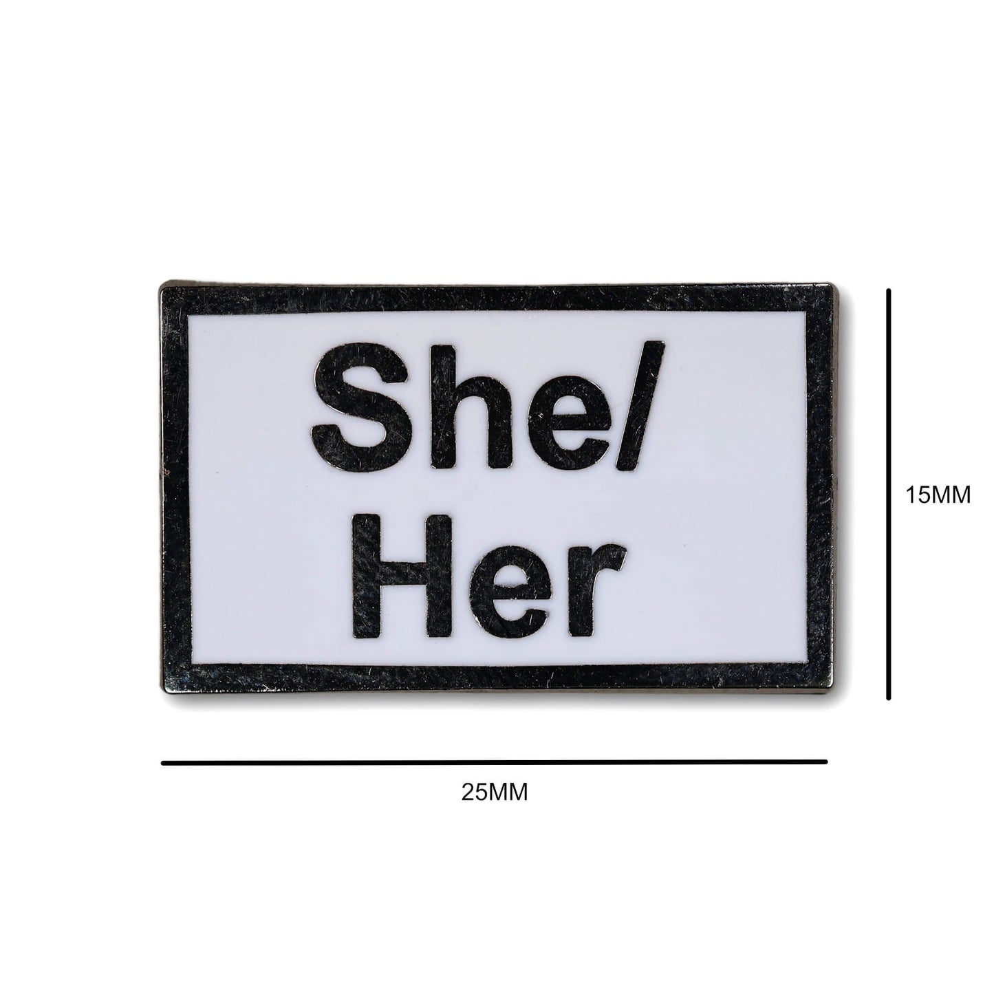 Rectangular patch with 'She/Her' text on a white background