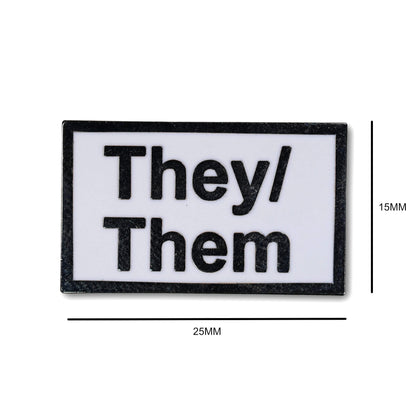 Rectangular patch with 'They/Them' text on a white background