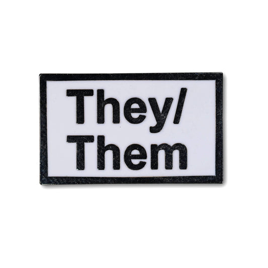 Rectangular patch with 'They/Them' text on a white background
