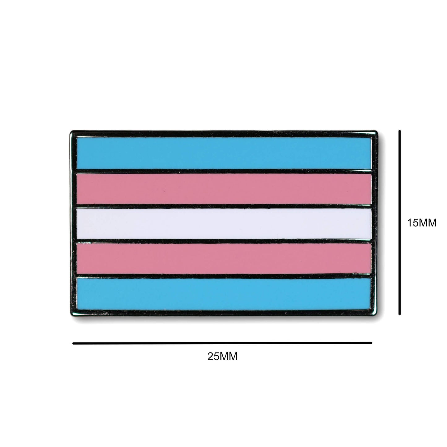 Transgender pride flag with dimensions on a white background