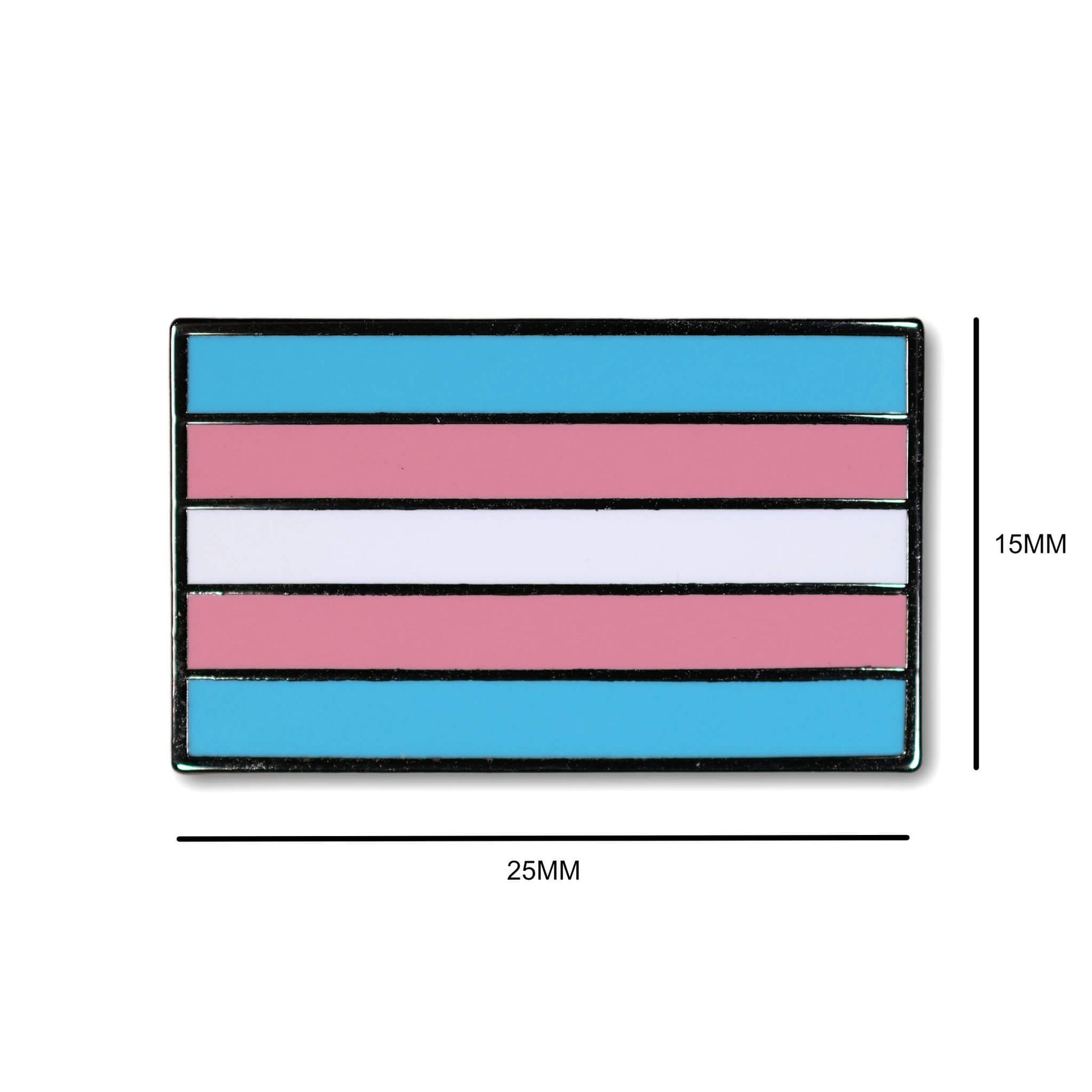 Transgender pride flag with dimensions on a white background