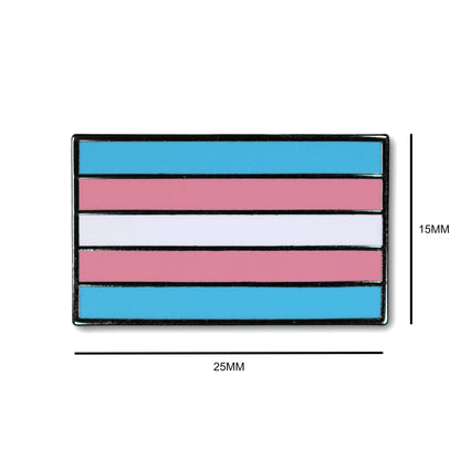 Transgender pride flag with dimensions on a white background